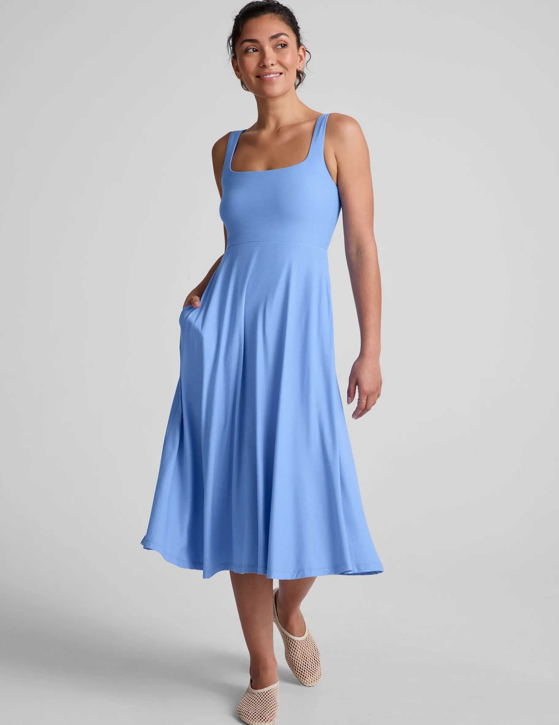 Featherweight At The Ready Square Neck Dress