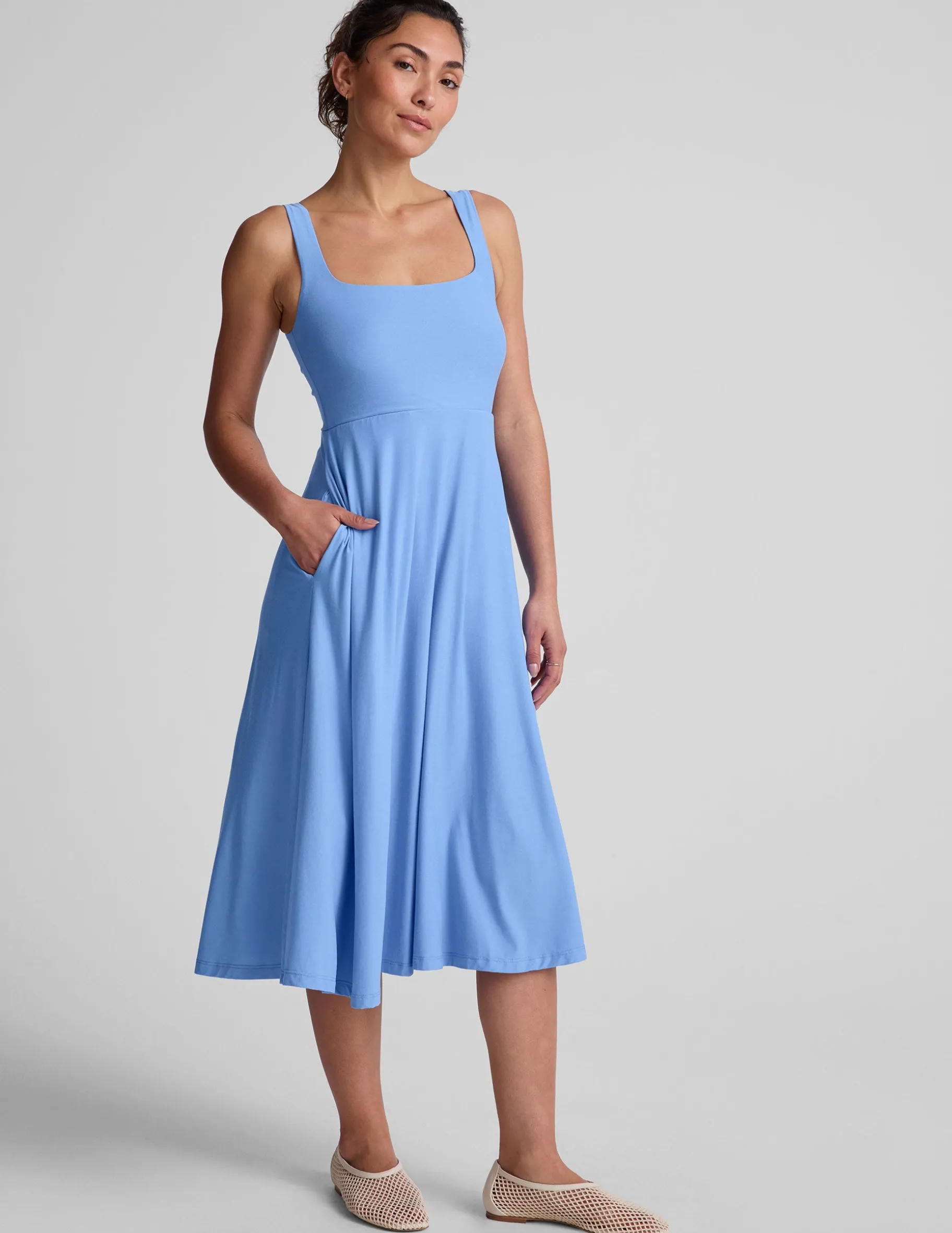 Featherweight At The Ready Square Neck Dress