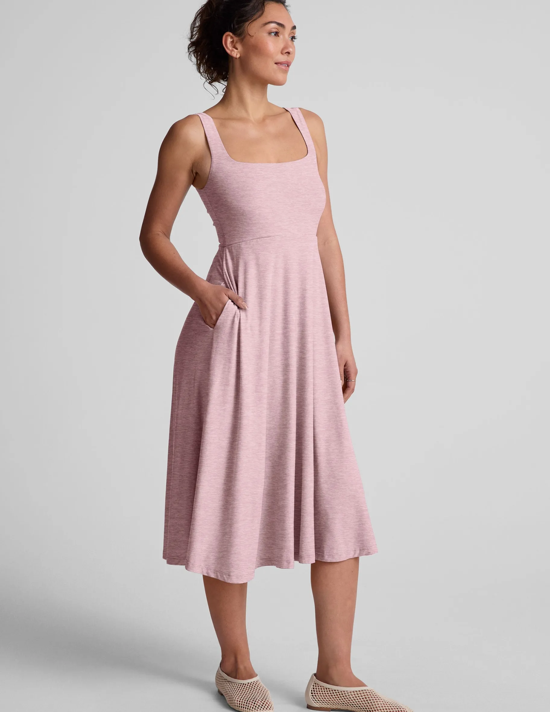 Featherweight At The Ready Square Neck Dress