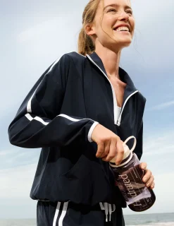 Stretch Woven Course Contrast Half Zip Pullover