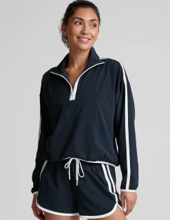 Stretch Woven Course Contrast Half Zip Pullover